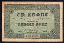 Norway 1 Krone 1917

P# 13a; Series A; F+