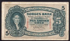 Norway 5 Kroner 1940

P# 7c; Series S; F