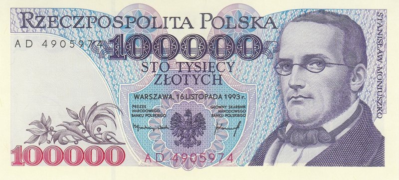 Poland 100000 Zlotych 1993

P# 160; UNC