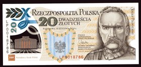 Poland 20 Zlotych 2014 Polymer Banknote

NBP Jozef Pilsudski - Polish Legions; Original Bank Folder; UNC