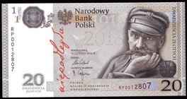 Poland 20 Zlotych 2018

NBP Jozef Pilsudski - 100th Anniversary of Independence; Original Bank Folder; UNC