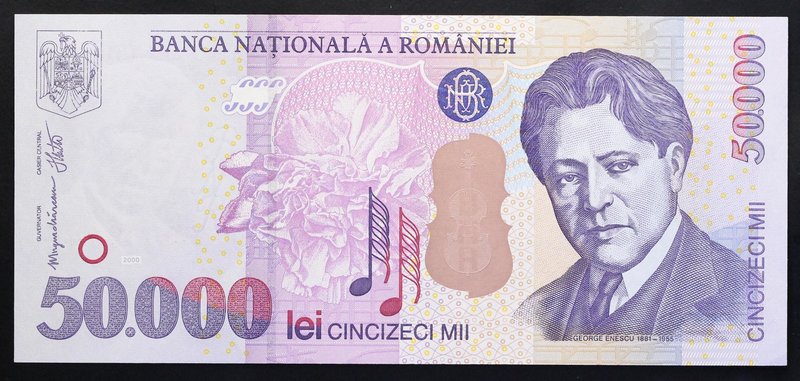 Romania 50000 Lei 2000

P# 109a; № 007 B 0000144; UNC; Low Serial Number