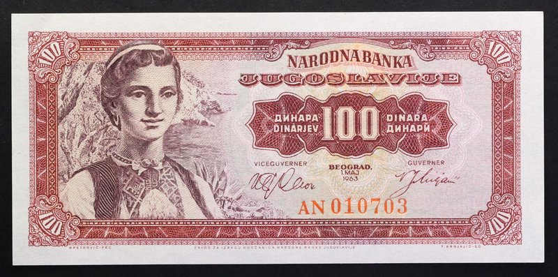 Yugoslavia 100 Dinar 1963

P# 73; № AN 010703; UNC