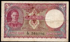 Ceylon 2 Rupees 1943

P# 35a; VF