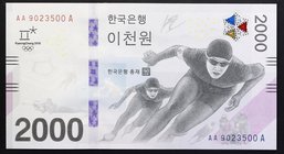 South Korea 2000 Won 2018 Commemorative

P# New; № AA 9023500 A; UNC; "PyeongChang Olympic"