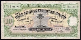 British West Africa 10 Shillings 1937

P# 7b; F/VF
