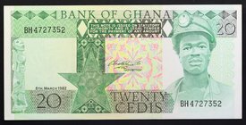Ghana 20 Cedis 1982

P# 21c; № BH 4727352; UNC