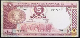 Somalia 5 Shillings 1978 RARE!

P# 21; № T004 793772; UNC; RARE!