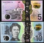 Australia 5 Dollars 2016 & 10 Dollars 2017

P# 62, 63; UNC; Polymer; Set 2 PCS