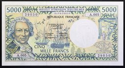 French Pacific Territories 5000 Francs 1992 RARE!

P# 3a; № A.005 29050; UNC; Prefix A; RARE!