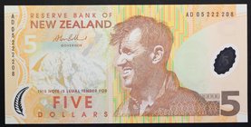 New Zealand 5 Dollars 2005

P# 185b; № AD 05222208; UNC; Polymer; "Sir Edmund Hillary"