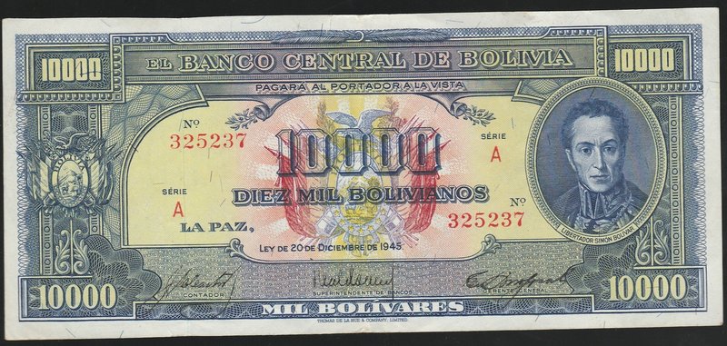 Bolivia 10000 Bolivianos 1945

#325237; P#146