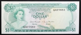 Bahamas 1 Dollar 1968 RARE!

P# 27; № Q 427682; UNC; RARE!