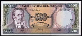 Ecuador 500 Sucres 1988

P# 124a; # 10925524; UNC