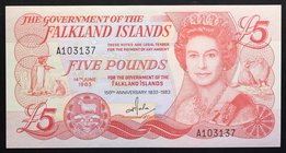 Falkland Islands 5 Pounds 1983 Commemorative

P# 12a; № A 103137; UNC