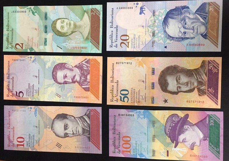 Venezuela Full Set 2, 5, 10, 20, 50, 100, 200 & 500 Bolivares 2018

P# New; UN...