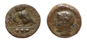 Ancient World Ancient Greece Sicily Kamarina Tetras 410 - 405 BC

Jenkins# 203; Sear# 1063; Bronze 2.58g 14mm; Helmeted Head of Athena Left, Olive S...