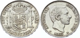 Philippines 50 Centimos 1885

KM# 150; Silver; Alfonso XII