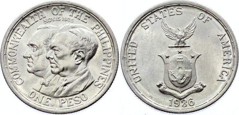 Philippines 1 Peso 1936 RARE

KM# 177; Silver; Establishment of the Commonweal...