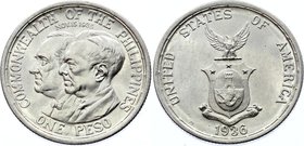 Philippines 1 Peso 1936 RARE

KM# 177; Silver; Establishment of the Commonwealth; AUNC