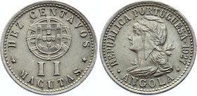 Angola 10 Centavos / 2 Macutas 1927

KM# 67; UNC