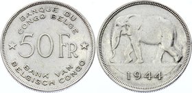 Belgian Congo 50 Francs 1944

KM# 27; Silver
