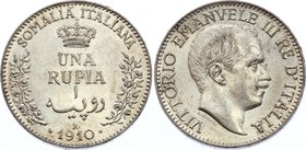 Italian Somaliland 1 Rupia 1910 R Rare

KM# 6; Silver; Vittorio Emanuele III; Mint. 300,000; UNC with minor scratches, Top Condition for this Coin