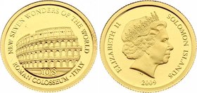 Solomon Islands 10 Dollars 2009

Gold (.999) 1.0g 13.92mm; Proof; New 7 Wonders of the World - Roman Colosseum - Italy; With Certificate
