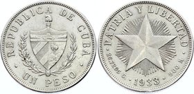 Cuba 1 Peso 1933

KM# 15.2; Silver