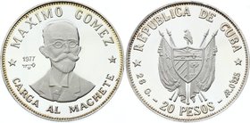 Cuba 20 Pesos 1977

KM# 39; Silver Proof; Maximo Gomez