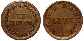 Dominican Republic 1 Centavo 1877

КМ# 3; Brass 19.5mm; Rare in this Condition; Luster; UNC