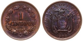 Ecuador 1 Centavo 1928

KM# 67; Bronze; Luster; Rare in this Condition; aUNC/UNC