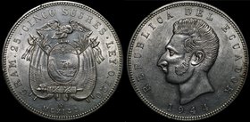 Ecuador 5 Sucres 1944 Mo

KM# 79; Silver 25.00g; Mint Mexico; aUNC