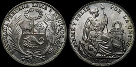 Peru Sol 1934 /3

KM# 218.2; Silver 25.16g; Mint luster; UNC