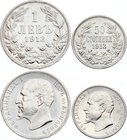 Bulgaria Lot of 50 Stotinki & 1 Lev 1913

Silver; Ferdinand I