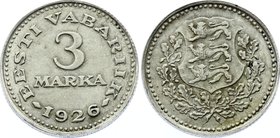 Estonia 3 Marka 1926 Rare

KM# 6; XF