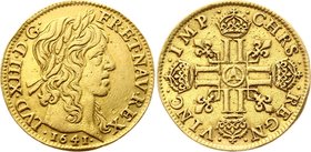 France Louis D'Or 1641 A Louis XIII

Fr# 410, KM# 105, Gad# 58; Paris Mint. Gold, XF. Rare coin.