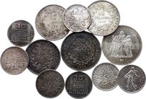 France Lot of Silver Coins 1932 - 1977

Lot of 12 Silver Coins. Total weight 214g. Mostly XF-UNC.
