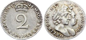 Great Britain - England 2 Pence 1694

KM# 469; Sp# 3443; Silver; William & Mary (incl. Maundy); XF