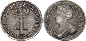 Great Britain - England 4 Pence 1713

KM# 515, Sp# 3595; Silver; Anne (incl. Maundy); XF