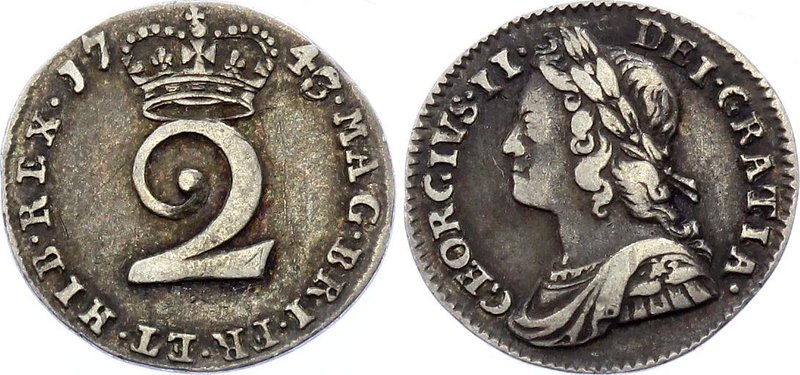 Great Britain 2 Pence 1743 Overdate Variety

KM# 568; Sp# 3714; Silver; George...