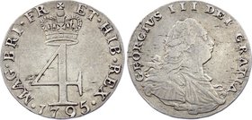 Great Britain 4 Pence 1795

KM# 617; Sp# 3752; Silver; George III (Normal numerals; incl. Maundy); XF-