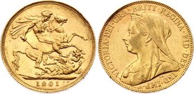 Great Britain 1 Sovereign 1901

KM# 13; Gold 7,98 g.; UNC; Bright mint lustre; Attractive collectible sample