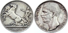 Italy 10 Lire 1929 R Rare

KM# 68.2; Silver; **FERT**