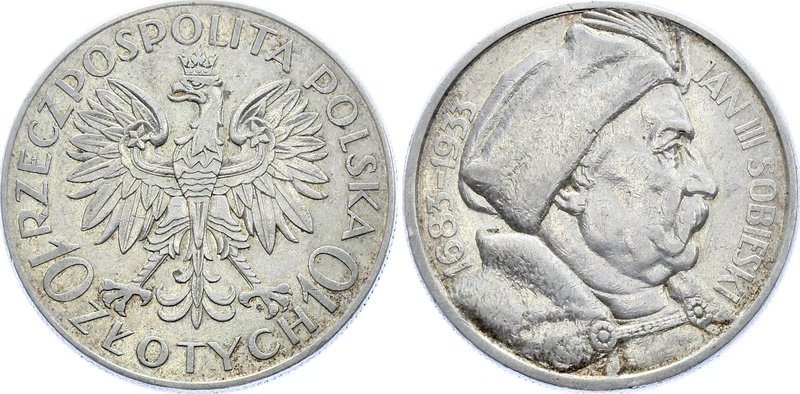 Poland 10 Zlotych 1933

Y# 23; Jan III Sobieski. Silver, AUNC. Mint luster rem...