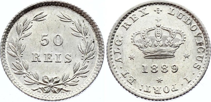 Portugal 50 Reis 1889

KM# 506.2; Luiz I. Silver, UNC.