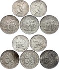 Czechoslovakia Lot of 5 Coins 50 100 Korun 1948

(x2) 50 Korun (x3) 100 Korun 1948; Silver