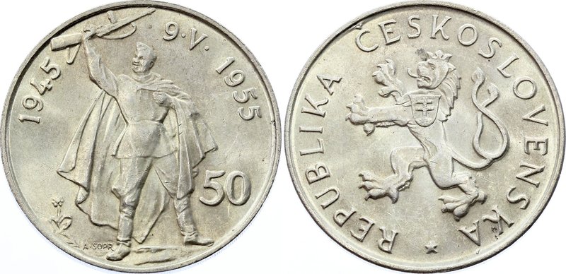 Czechoslovakia 50 Korun 1955

KM# 44; Silver; 10th Anniversary - Liberation fr...