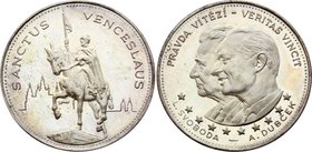 Czechoslovakia Medal "Pravda Vítězí - Veritas Vincit, Sanctus Venceslaus" 1968

Silver 24.87g 40mm; Proof; Ludvík Svoboda a Alexander Dubček; With O...