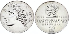 Czechoslovakia 50 Korun 1968

KM# 65; Silver; 50th Anniversary of Independence; UNC
